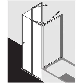 Kermi Nova 2000 Eckeinstieg mit Pendeltür rechts 80 x 185 cm Kunstglas silber