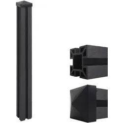 WPC-Pfosten Savoie-WPC-Zaun, Pfeiler Pfahl, Stecksystem ~ 98cm, anthrazit