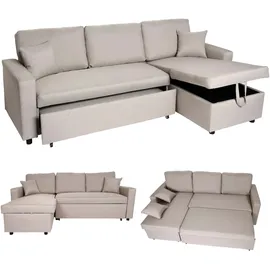 Mendler Ecksofa mit Bettkasten HWC-L17, Couch Sofa L-Form, Liegefläche Nosagfederung 228cm ~ beige