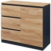 [en.casa] Kyr 80 x 75 x 40 cm Schwarz/Eicheoptik