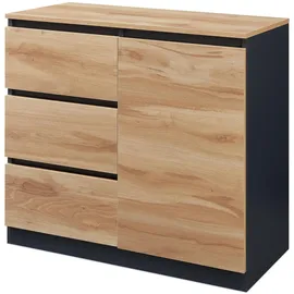 [en.casa] Kyr 80 x 75 x 40 cm Schwarz/Eicheoptik