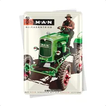 Nostalgic-Art Retro Blechpostkarte, MAN Traktor Grün – Geschenk-Idee für Traktor-Fans, Blechpostkarte, Mini-Blechschild im Vintage-Design, 10 x 14 cm