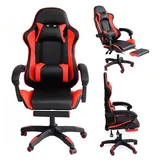 MuCoLa Gaming Chair Chefsessel inkl. Fußablage schwarz/rot