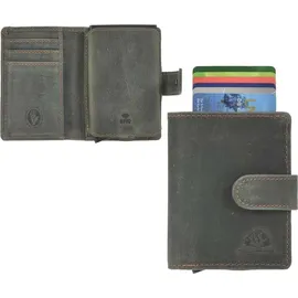 GREENBURRY Vintage Kartenetui Herren RFID Leder grün-orange