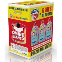 Omino Bianco - Flüssigwaschmittel, 120 Waschgänge, respektiert Farben und Stoffe, frischer Duft mit weißer Moschus-Essenz, 2000 ml x 3 Packungen