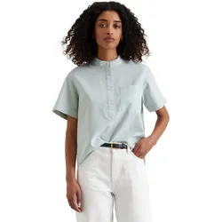 Kurzarmbluse MARC O'POLO DENIM, Damen, Gr. L, blau (light blau), Web, Obermaterial: 100% Baumwolle, Kurzarm, Blusen