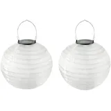 Lampions Solar Außen,Himmel 2 Stücke Solar LED Laterne Wasserdicht Nylon Hängende Gartenlaterne 20cm Solar Beleuchtung für Garten, Hof, Terrasse, Hochzeit, Halloween Fest Deko (Weiß)