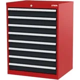 STIER Schubladenschrank mit 8 Schubladen BxTxH 700x575x920 mm rot/anthrazitgrau