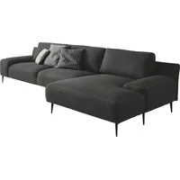 Ecksofa DESIGNWERK "Forma, zeitloses Designsofa mit aktuellem Fuß, L-Form", schwarz (charcoal), B:344cm T:162cm, 100% Polyester, Struktur 98% Polyester, 2% Acryl, Sofas, in hochwertiger Verarbeitung und tollem Sitzkomfort