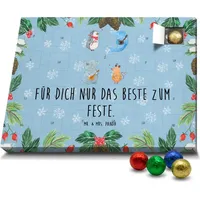 Mr. & Mrs. Panda Schoko Adventskalender Big Band - Blau Pastell - Geschenk, lustige Sprüche, Musikanten, Tiermotive, Triangel, Delfin, Tiere, Gute... - Blau