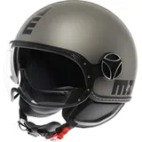 MOMODESIGN - FGTR EVO E2206, Jet-Helm mit Sonnenblende, offener Helm für Motorräder und Motorroller, für Männer und Frauen, Matt Titanium Frost/Black, M