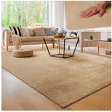 Teppich Wohnzimmer Kurzflor Weich rutschfest Modern Einfarbiges Muster Beige, Grösse:140x200 cm