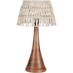 Tischlampe Mangoholz dunkelbraun / beige 47 cm Kegelform PELLEJAS