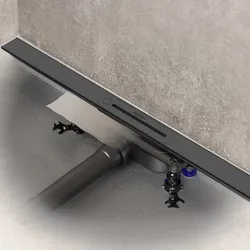 Kaldewei FLOW Duschrinnen-Set 90 cm Ablauf horizontal regular, Duschabläufe, graphit gebürstet