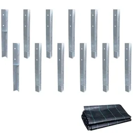 Wickey Bodenanker, Erdanker Winkelanker-Set SolidLock für Spielturm - Schaukel inkl. Unkrautvlies, Anker, Pfostenanker für Klettergerüst & Gartenzaun - 12