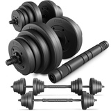 TREX SPORT Hanteln Set | 2er Set Kurzhanteln & Langhantel | 20kg 40kg Hantelset Dumbbell Set mit Verbindungsrohr - 40kg (2x20kg)