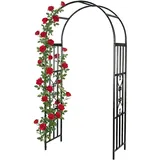 Relaxdays Rosenbogen Metall, Torbogen Garten, HBT: 206 x 114 x 50 cm, Rankbogen für Kletterpflanzen, romantisch, schwarz