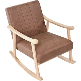 Beliani Schaukelsessel LEKNES Kunstleder 63 x 78 x 96 cm Braun