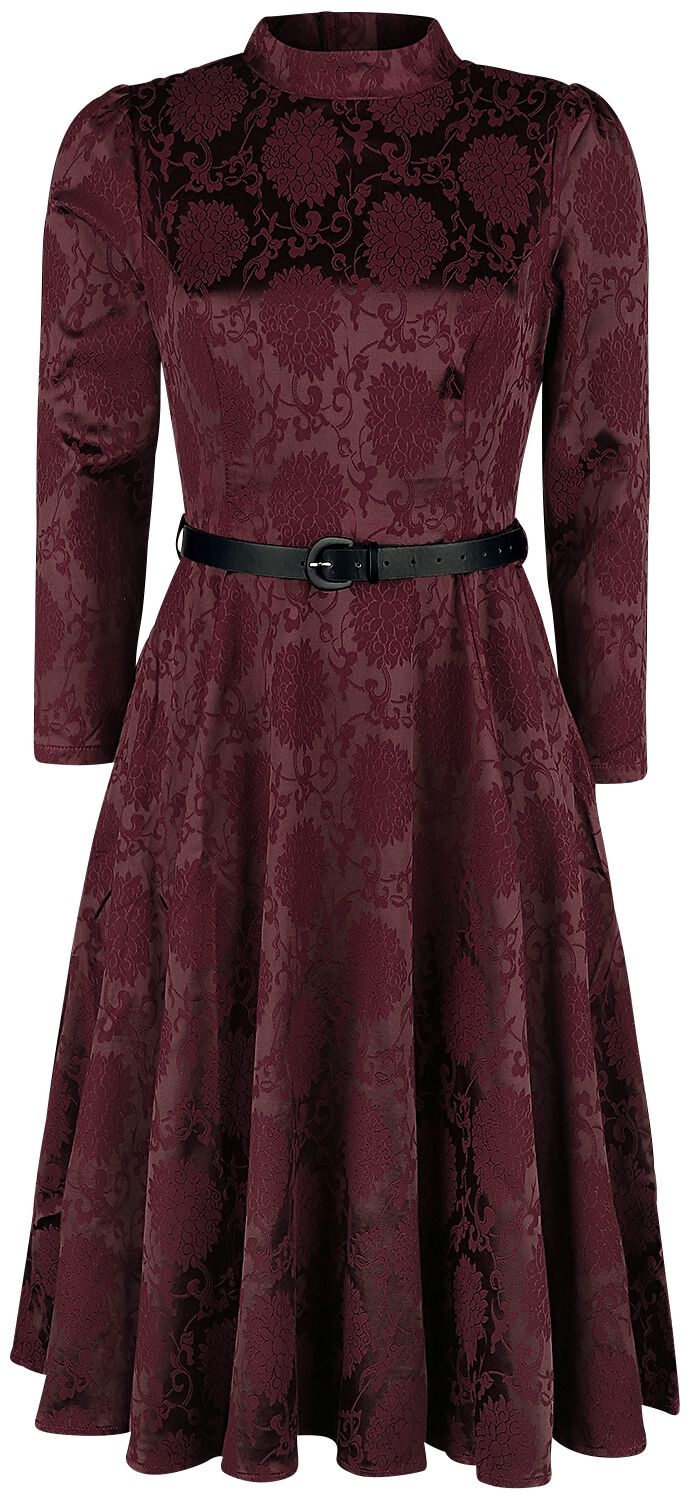 H&R London Kleid knielang - Chevron Red Swing Dress - XS bis XL - für Damen - Größe M - dunkelrot - M