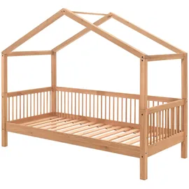 Vipack Mid.you Hausbett Natur, Holz, Eiche massiv 90x200 cm, Kinder- , Jugendzimmer, Kinderbetten, Hausbetten