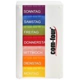 com-four® Medikamentendosierer 7 Tage - Besser LESBAR - Medikamenten-Box (Morgens, Mittags, Abends) - Pillendose - Tablettendose - Wochendosierer (001 Stück - weiß V1.1)