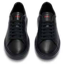 Hugo Herren Blake Tenn Ledersneakers mit rotem Logo Schwarz005 43