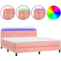 VidaXL Boxspringbett mit Matratze & LED Rosa 180x200 cm