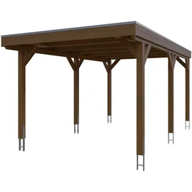 SKANHOLZ Carport Grunewald 3,21 x 5,54 m nussbaum mit Aluminiumdach