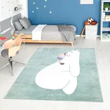 Carpet City Kinderteppich »ANIME921«, rechteckig, 11 mm Höhe, Kinderzimmer Teppich Modern mit Mond, Blumen, Wolken, Creme, Multi