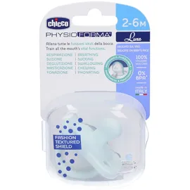 Chicco PhysioForma Luxe Silikon Schnuller, 2-6M, Blau,weich und sanft, unterstützt die physiologische Atmung und fördert die richtige Entwicklung des Mundes, 1 Stück, Kind