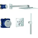Grohe Grohtherm SmartControl Unterputz-Duschsystem, Fertigmontageset, Kopfbrause-Set Rainshower SmartActive 310 Cube
