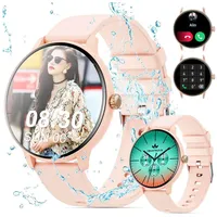 Forrlite Smartwatch Damen Herren Smartwatch (Fitnessuhr mit Telefonfunktion/WhatsApp Notiz,Smartwatch Fitness Tracker Uhr IP67 Wasserdicht,1.7" HD Voll Touchscreen Fitnessuhr Tracker mit Blutsauerstoff/Pulsmesser/Sportuhr/Schrittzähler/Schlafmonitor Aktivitätstracker usw für iOS/Android Uhren Watch cm) goldfarben