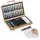 Relaxdays Malkoffer Holz 56-teilig Braun/Gold