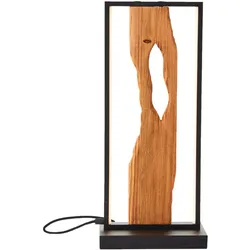 Brilliant LED Tischleuchte 50cm Brilliant Tischlampe LED Tischlampe schwarz/holz, Aluminium/Metall/Holz, Dekolampe Holz mit Kabel, Deko Tischlampe, Modern Lamp, Wood Desk Lamp, 1x LED Integriert