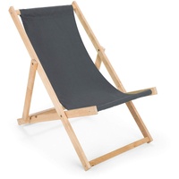 Holz Sonnenliege Strandliege Liegestuhl aus Holz Gartenliege (grau)