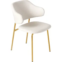 riess-ambiente Stuhl VOGUE - weiß Bouclé goldene Metallbeine
