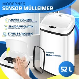 Kesser KESSER® Sensor Mülleimer Küche Automatik mit Bewegungssensor Abfalleimer & Soft-Close-Deckel Müllbehälter mit Touch-Bedienfeld & Sensor LCD-Display Edelstahl inkl. Müllsackhalter