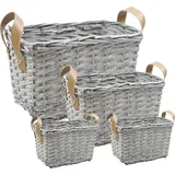 Hti-Living Korbset 4-teilig Weidenkorb 38 x 28 x 24 cm grau