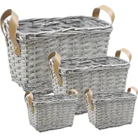 Hti-Living Korbset 4-teilig Weidenkorb 38 x 28 x 24 cm grau
