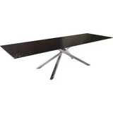 DeLife Esstisch Edge 300x100 Reliefglas Rauchschwarz 3D-Design Kreuzgestell Rechteck Edelstahl,