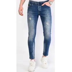 Local Fanatic  Slim Fit Jeans Slim Jeans Farbspritzer  in Blau, US 38 / 34