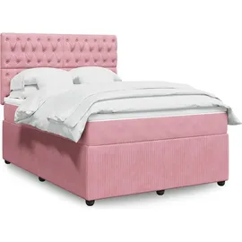vidaXL Boxspringbett mit Matratze Rosa 140x200 cm Samt