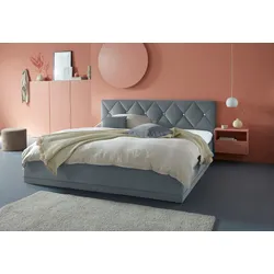 Polsterbett "Adamas", grau, L:210cm, Bezug: 100% Polyester, Polsterung: Polsterwatte, Material Gestell: gepolsterter Holzwerkstoff, WESTFALIA SCHLAFKOMFORT, Betten, auch mit Bettkasten, Knopfheftung mit Strasssteinen