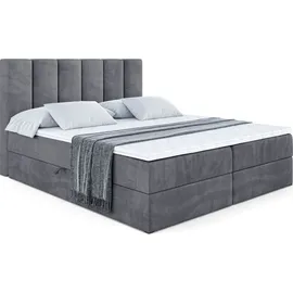 altdecor BOXBETT mit Matratze H3 und Lattenrost, - BOXI1 - 160x200 cm Dunkelgrau