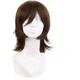 MapofBeauty 14 Zoll/35 cm Kurze Cosplay Anime Perücke Mit Pony Wolf Tail Synthetische Haarfasern für Partys Perücke (Braun)