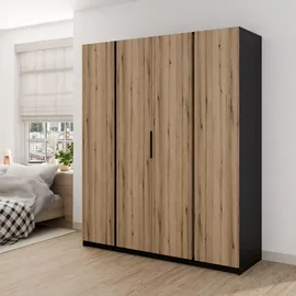 masseno Drehtürenschrank CAGLIARI 200 x 239 x 61,9 cm Schwarz
