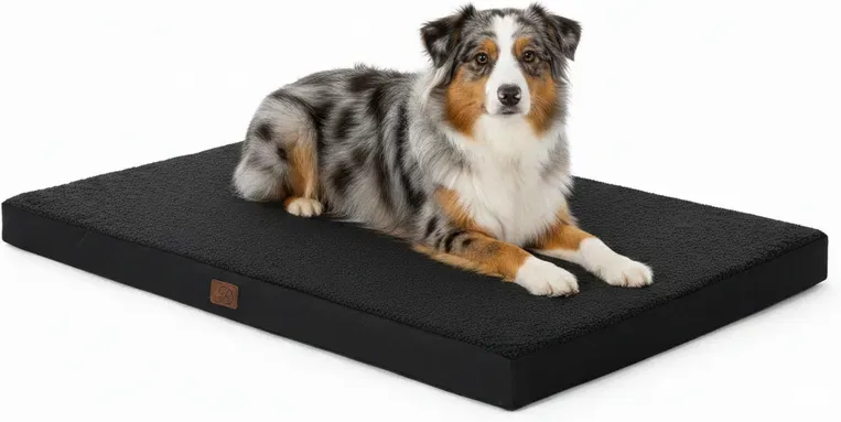 [Ab nur 19,99 €] Bedsure Haustiermatte – einfarbig, Eierkarton-Schwamm, Oxford-Stoff, dunkelgrau, 135 x 91 x 10, Größe XL