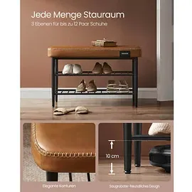 VASAGLE Sitzbank LSB054K01 karamellbraun Kunstleder 80,0 cm