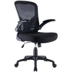 ZIK Ergonomischer Bürostuhl mit Lendenwirbelstütze und Armlehnen, schwenkbar - Schwarz.