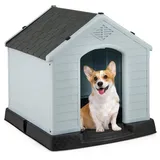 COSTWAY Hundehütte Hundehaus, Hundehöhle, für Drinnen & Draußen, 70x65x71,5 cm grau 70 cm x 71.5 cm x 65 cm